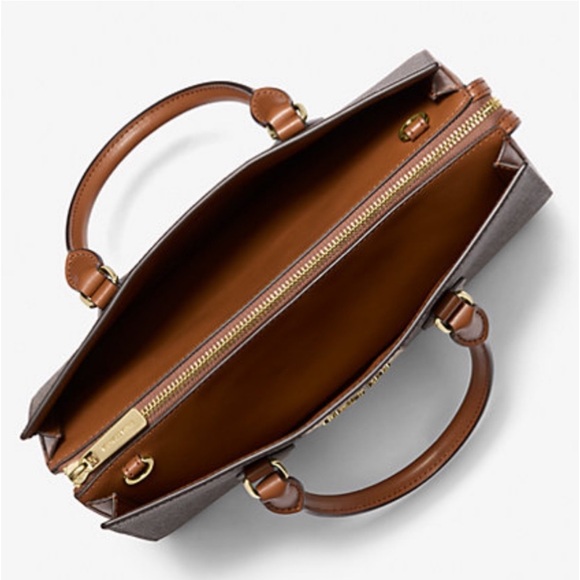 Michael Kors Sheila Medium Signature Logo Metallic Satchel Crossbody Bag - Picture 4 of 13